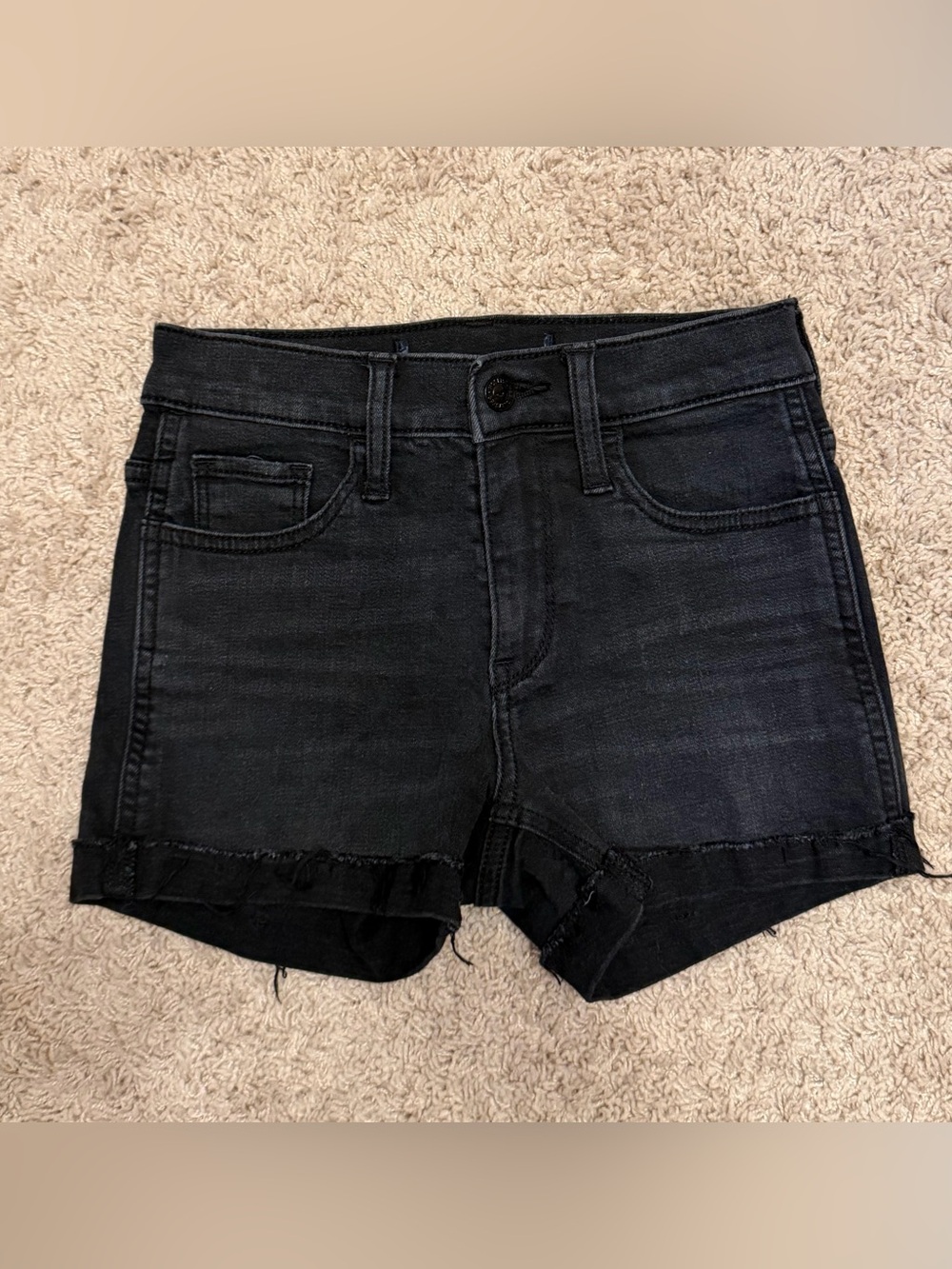 Hollister Black Denim Frayed Hem Women's Shorts
